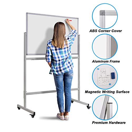 image for WEYOUNG Magnetic Mobile White Board 47 x 32 inch Big Double Sided Dry 