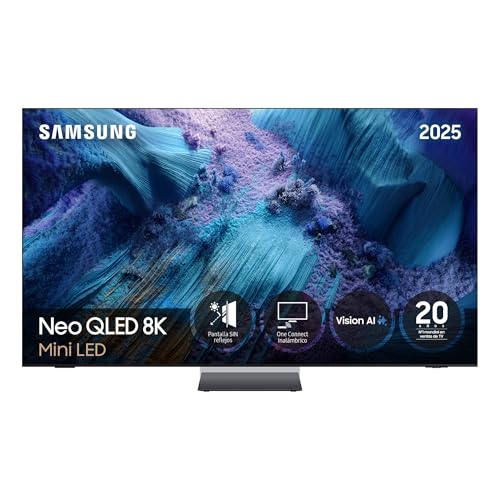Samsung TV 75 Pulgadas Neo QLED QN990F 8K Mini LED, Smart TV con Vision AI, conexión sin Cables, Pantalla sin Reflejos Glare Free y hasta 240Hz