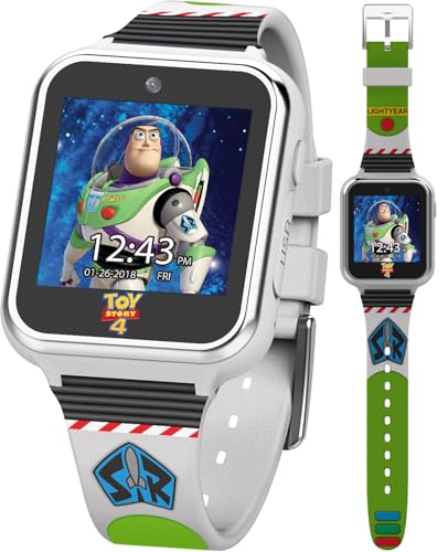 Image of Disney Pixar Toy Story 4 Kids Interactive Smart Watch with Touchscreen, Camera, Games, Pedometer, Alarm – Fun Digital Watch for Boys & Girls – Buzz Lightyear Silicone Strap – Fits Wrists 5.5”-8”