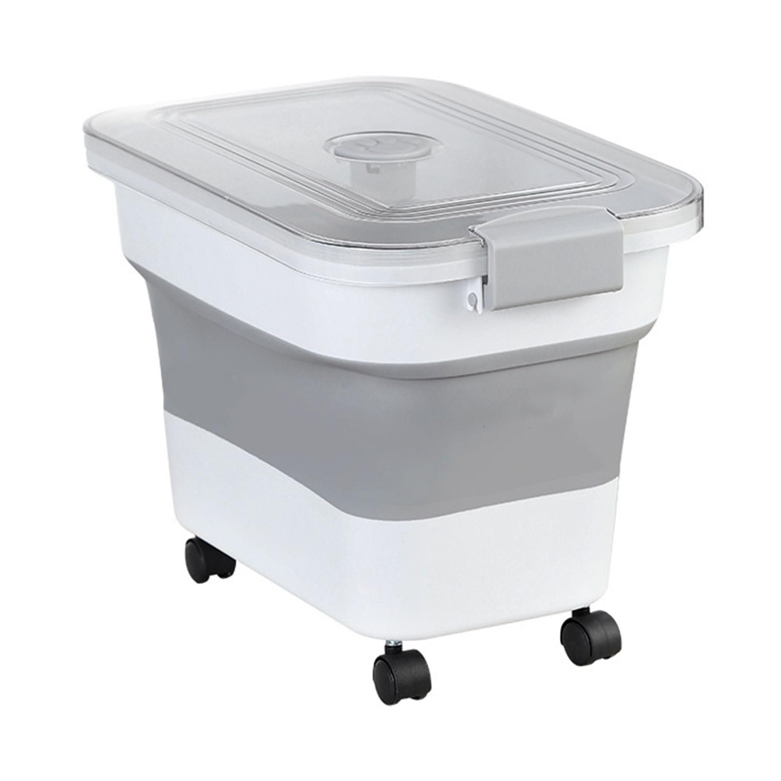 ljhnba PP Body Pet Food Storage Bin for Dogs and Cats, Foldable Kibble Container with Clear Lid, Rolling, Covered Kitchen Organizer Travel Pet Food Holder