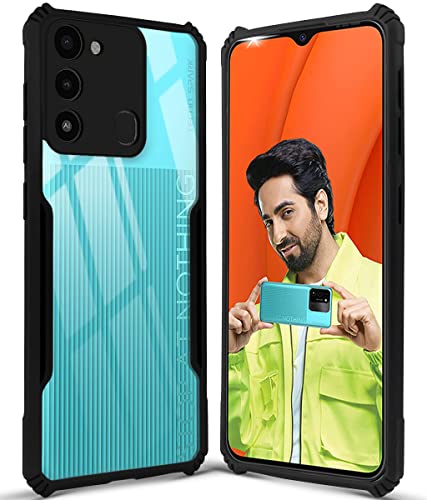 Image of Jkobi Back Cover Case for Tecno Spark Go 2022 (Crystal Glass Back | Camera Protection | Shockproof Bumpers | Professional Black)