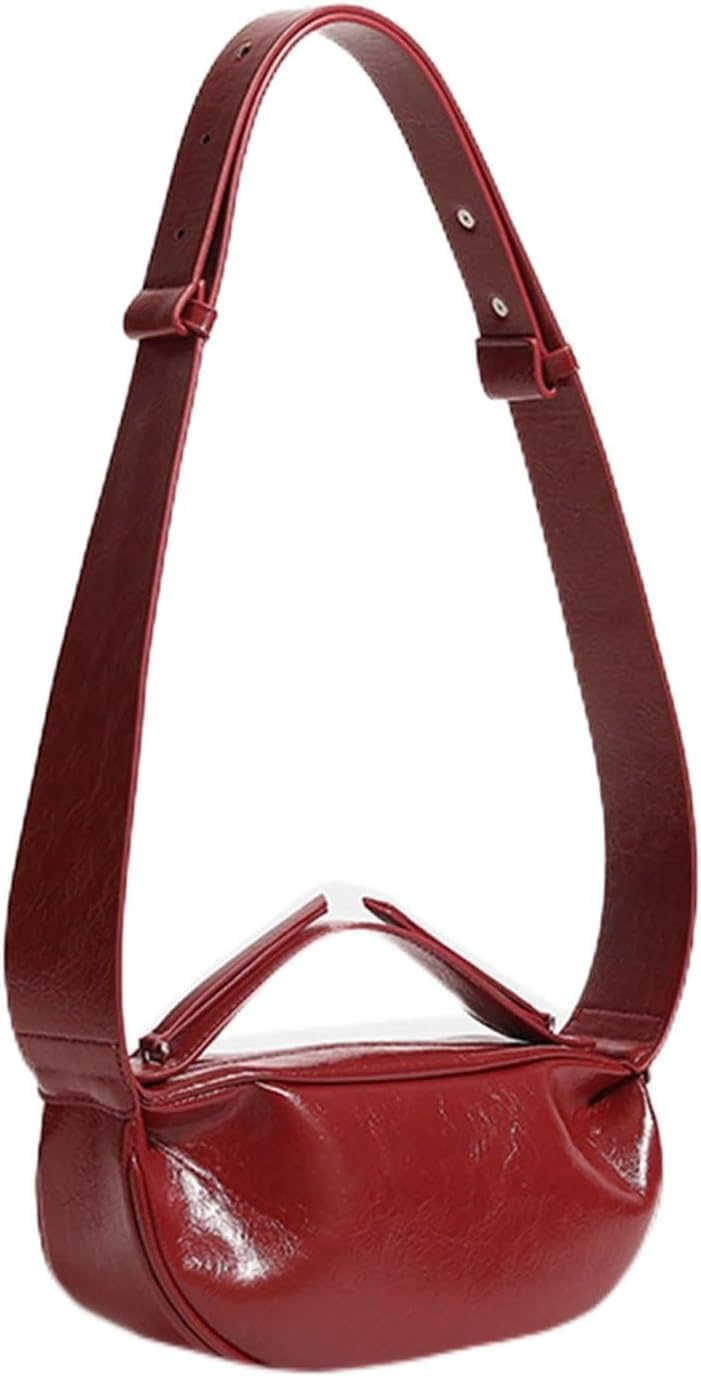 WTQZFRNSB Red retro jiaozi bag women's shoulder bag with wide shoulder strap/13234
