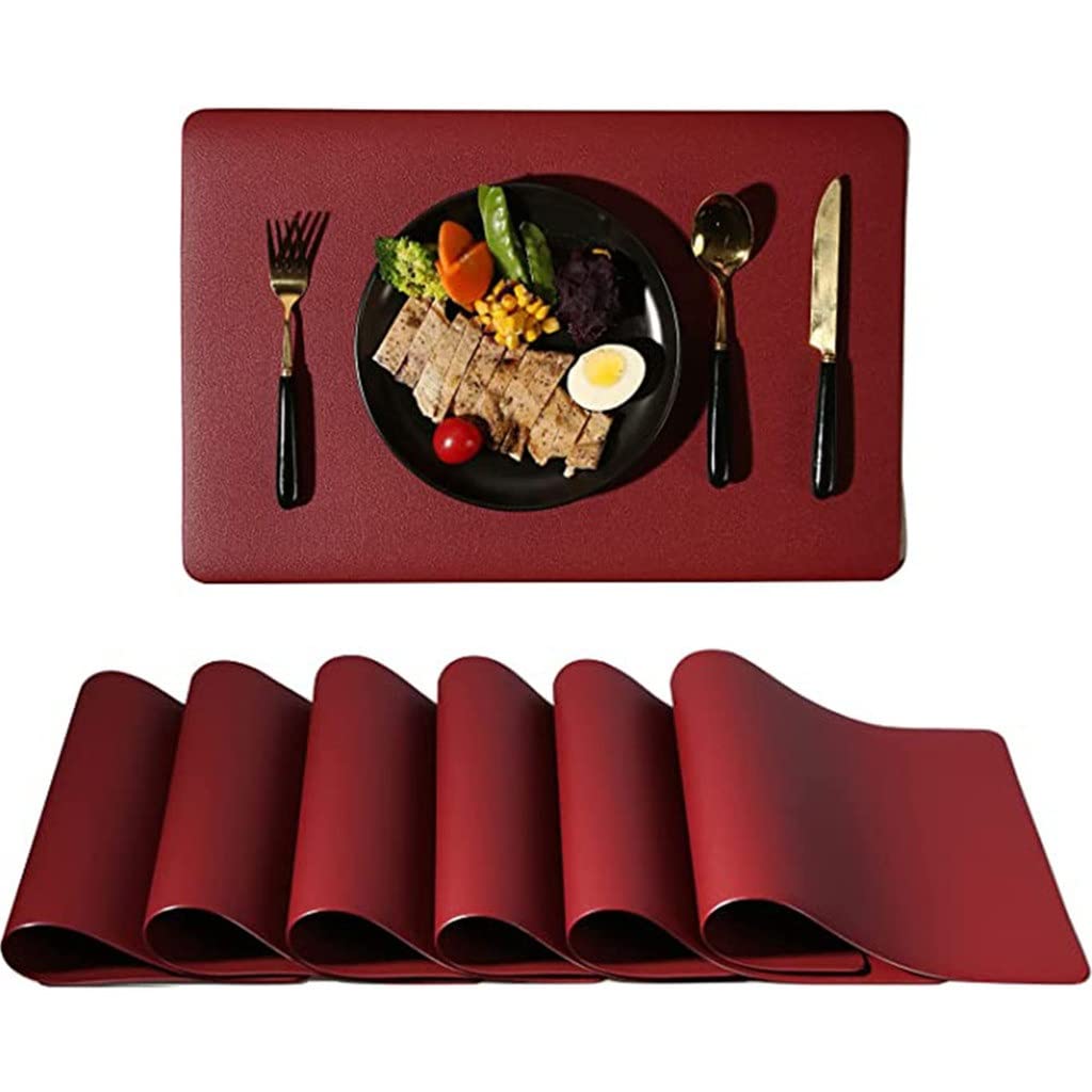 IANSHFKN 6-Piece Set Of Leather Placemats Heat-Insulating Coasters Washable