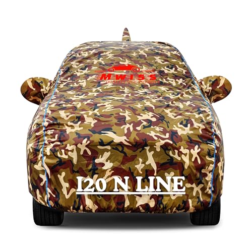 Image of Waterproof Car Cover for Hyundai i20 N Line | Dustproof, UV & Scratch Resistant Soft Cotton Lining | Triple Stitched, Mirror Pockets & Elastic Hem | Jungle