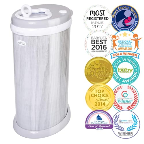 Image of Ubbi Steel Diaper Pail, Odor Locking, No Special Bag Required, Award-Winning, Registry Must-Have, Woodgrain