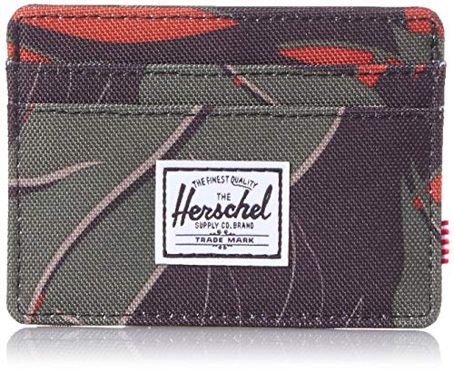 Herschel Charlie RFID Card Case Wallet, Dark Olive Palm, One Size