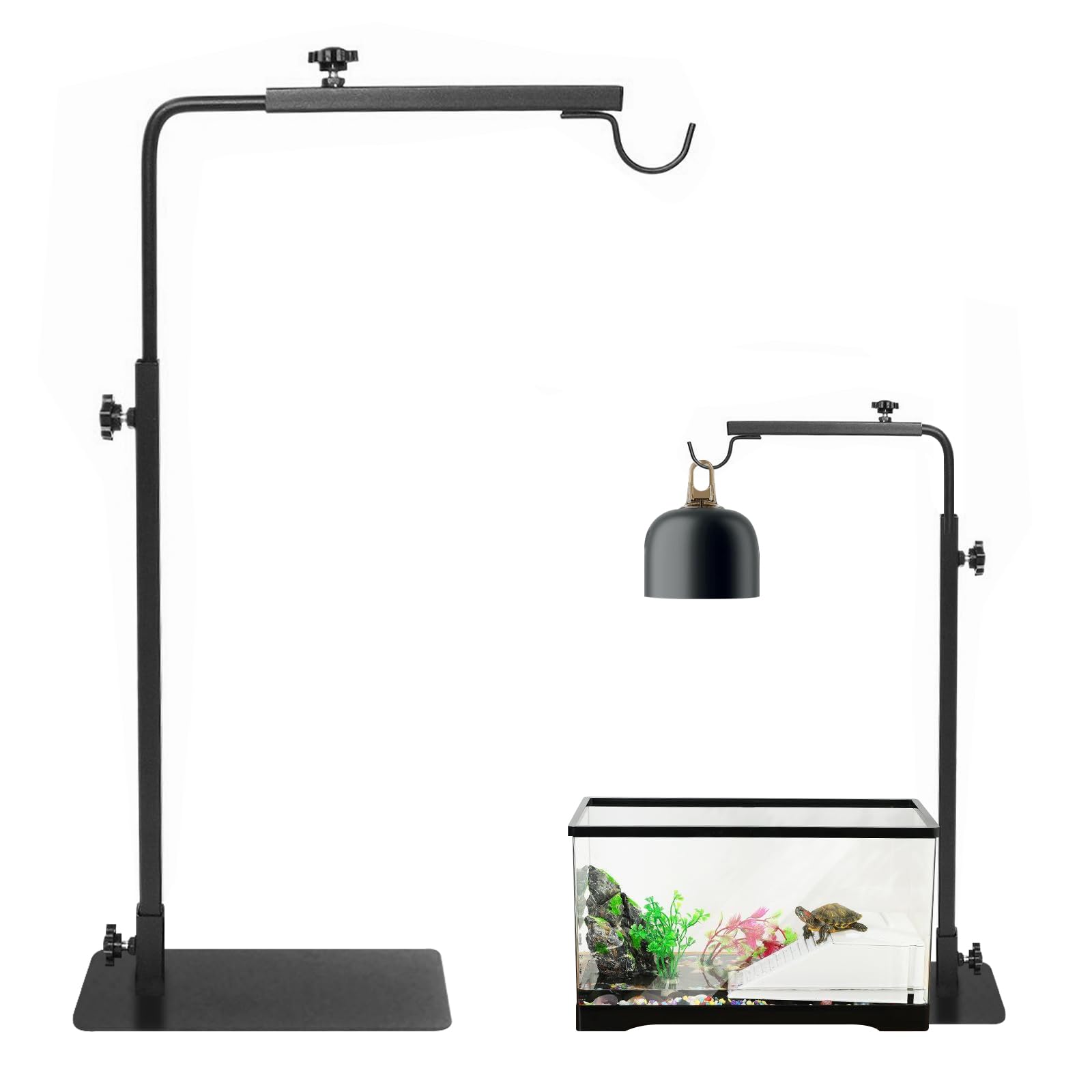 Joycabin Lampa grzewcza dla gadów, regulowana wysokość i szerokość, do terrariów o różnych wysokościach, lampa grzewcza do gadów, czarna, żarowa, 1 sztuka