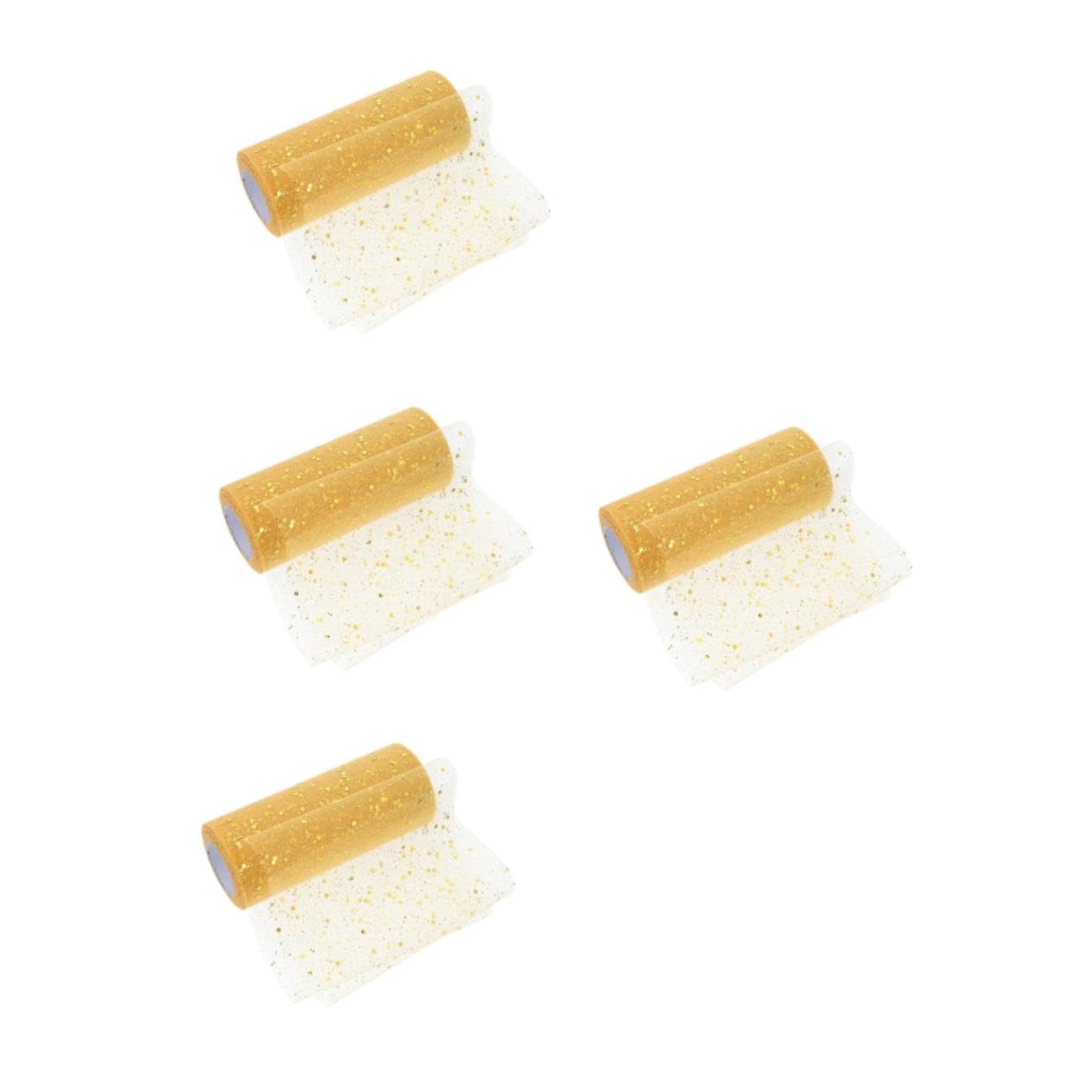 Rouleaux de paillettes scintillantes en tulle doré pour décoration Gadpiparty x4