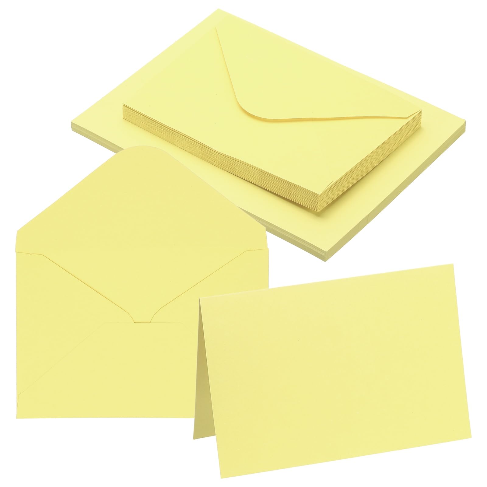 PATIKIL 10x15cm Blank Greeting Card and Envelopes, 20Sets Half Fold Note Cards and Envelope Folded Right Angles Cardstock Greeting Card for Wedding Birthday Party Invitations, Light Yellow