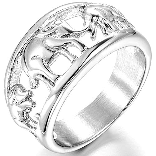 Jude Jewelers Alliance en acier inoxydable avec éléphant, bague de cocktail, Métal