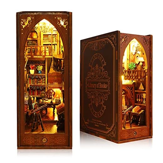 Kit angolo libro fai-da-te - Coinvolgente puzzle in legno 3D Fermalibri Set di modellismo per adulti e ragazzi, inserto scaffale libreria in miniatura con luci a LED, regalo per gli amanti dei libri