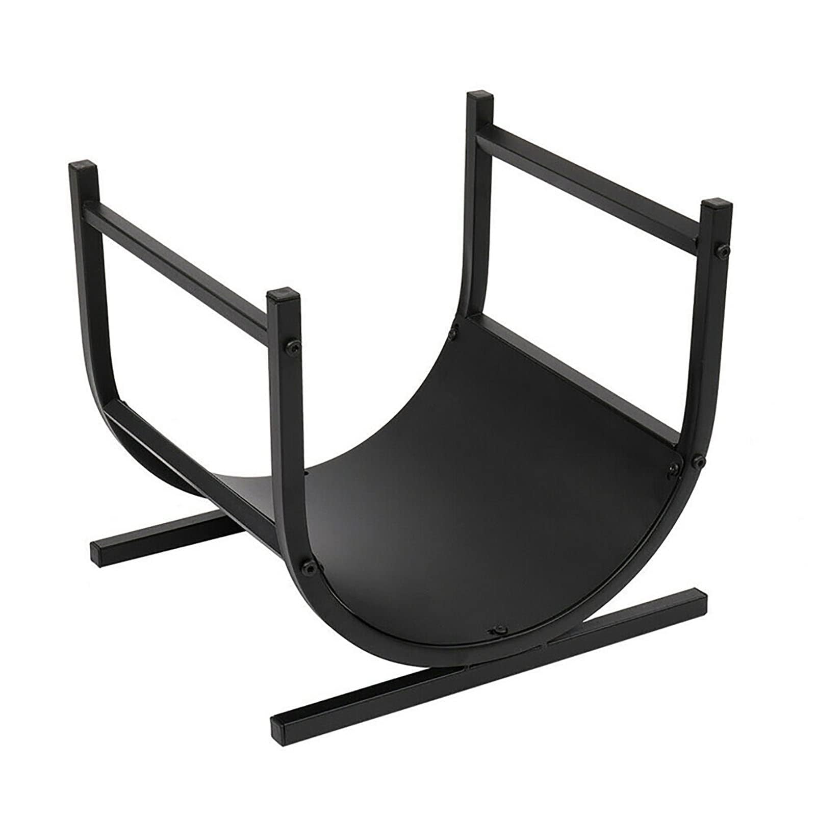 Portalegna da ardere in metallo dal design a semicerchio Nero, portalegna da ardere in ferro battuto massiccio Portalegna da giardino per interni ed esterni