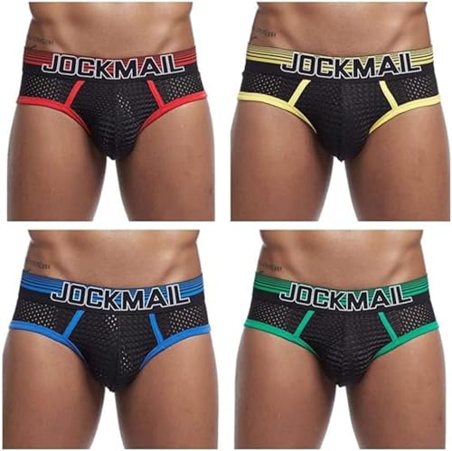 JOCKMAIL 4Pack/PCS Men's Underwear Briefs Mens Sexy Briefs Breathable Comfortable U Pouch Breathable Mesh Underwear