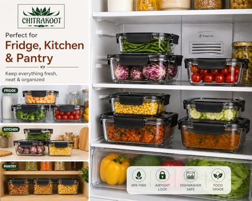 Image of Airtight Food Storage Container Set - 3 Pcs (300ml, 800ml, 1200ml) - Microwave safe, BPA-Free, Leak-Proof, Freezer Safe Plastic Boxes with Lids - Kitchen & Pantry Organizer - Black