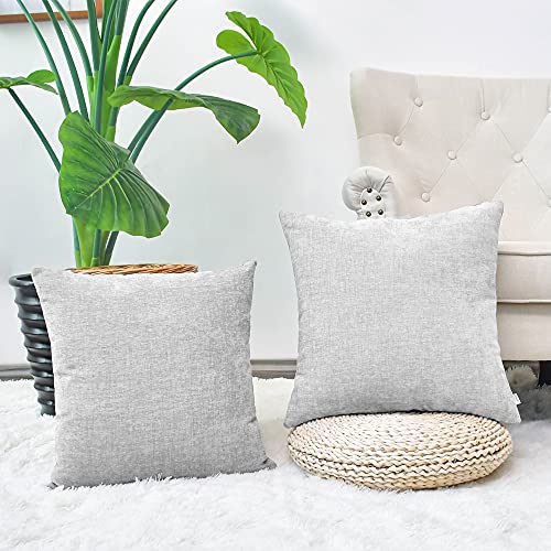 CaliTime Pack of 2 Cozy Bolster Pillow Covers Cases for Couch Sofa Home Decoration Solid Dyed Soft Chenille 45cm X 45cm Moonbeam Grey - Image 2