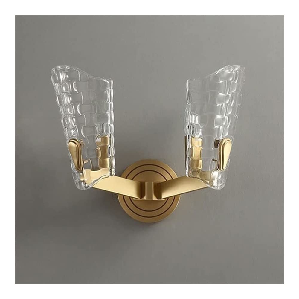 VDOQTLJT Wall Mount Light Double-Headed Crystal Shade Lamp Sconces All Copper Finsih Compatible with Bedroom Living Room Corridor Aisle Bedside Lights Fixture Lámpara De Pared LED Chand