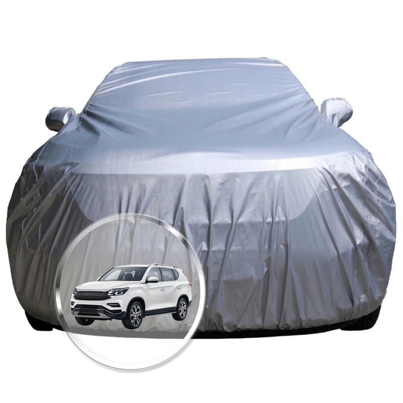 Image of NEODRIFT 'CrystalTech' Car Cover for Mahindra Rexton (100% Water-Resistant, All Weather Protection, Tailored Fit, Multi-Layered & Breathable Fabric) (Colour: Crystal Silver)