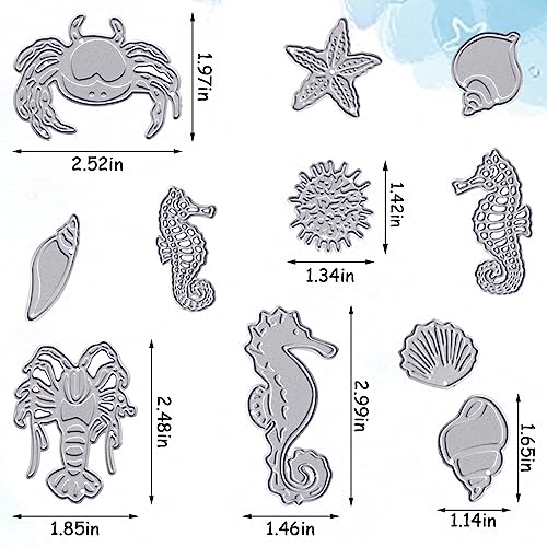 Hying Metal Sea Animals Ocean Starfish Shell Cutting Dies For Card Making, Conch Crab Coral Die Cuts Seahorse Dies Stencil Embossing Tools Scrapbooking Diy Etched Summer Beach Craft Dies #TOP1