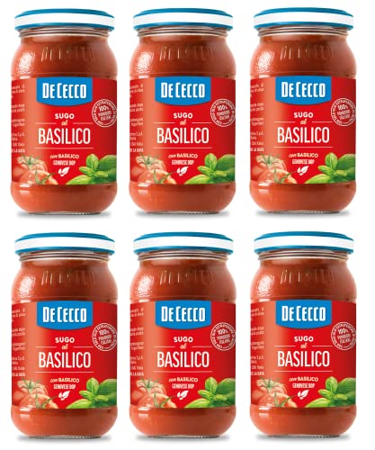 6x De Cecco Sugo al Basilico Genovese DOP Salsa con albahaca Genoveser con tomate 100% italiano 200g