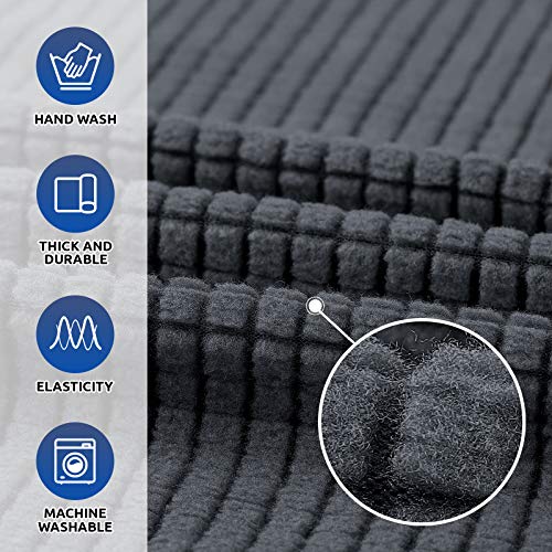 KEKUOU Stretch Single Sofa Slipcover 1 Piece Couch Sofa Cover (31"-55") Furniture Protector 1 Seater Sofa with Elastic Bottom for Kids,Pet.Jacquard Small Checked Pattern Fabric(Small,Charcoal)