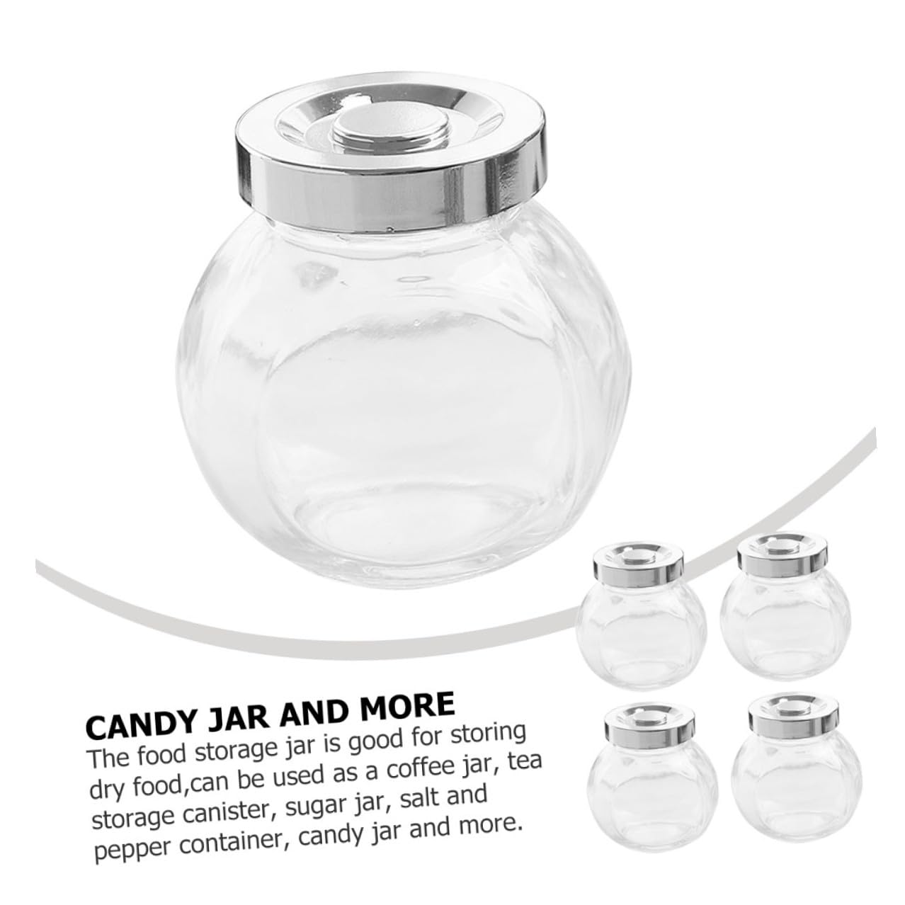 Set 8 Barattoli in Vetro Trasparente da 180 Ml Contenitori Ermetici Coperchio per Conservare Alimenti Cereali e Tè in Cucina Domestica