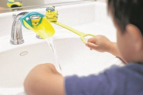 AQUEDUCK Faucet & Handle Extender Combo Help Kids & Toddlers Reach Faucet Water & Sink