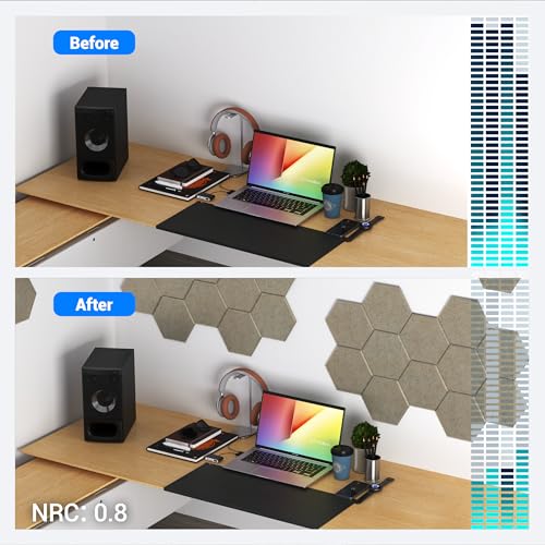 Image of Acoustic Panels, Magrowill 12-Pack Soundproof Wall Panels 14 X 12 X 0.4 Inches, Sound Absorbing Panels with Full Self-Adhesive, Interior Wall Decor Felt Tiles Board