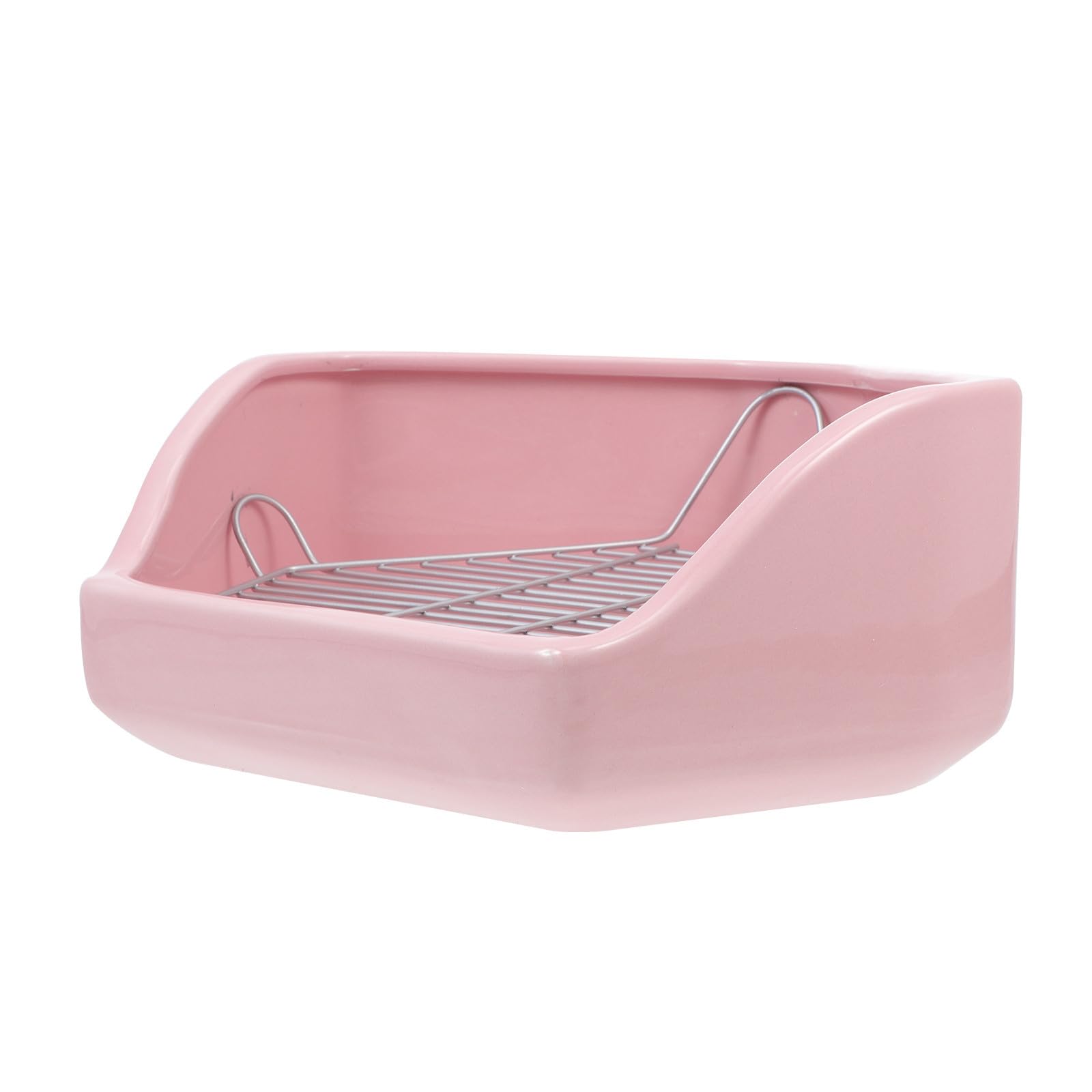 Keramik Hasentoilette, extra große Katzentoilette, fünfeckig, kippsicher, leicht zu reinigen, mit abnehmbaren Gittern, für Kaninchen, Meerschweinchen, Chinchillas, Hamster, Stall