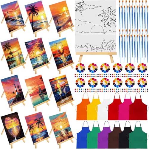 Motipuns 96 Pcs Seaside Sunset Pre Drawn Canvas Kit Sip