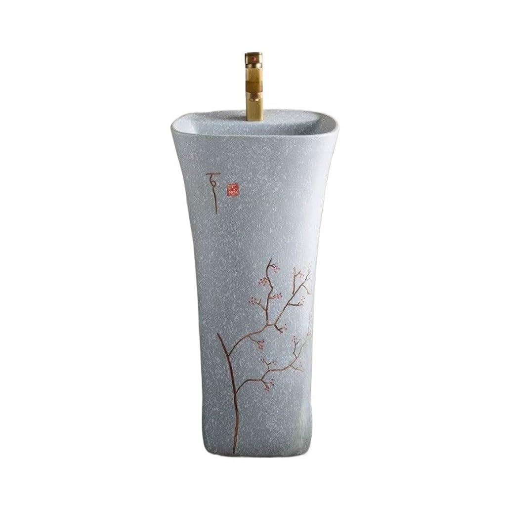 AYCDL Pedestal Sink Outdoor Floor-Standing Wash Basin Courtyard Ceramic Column Basin Bathroom Wash Basin Bathroom Pedestal Sink