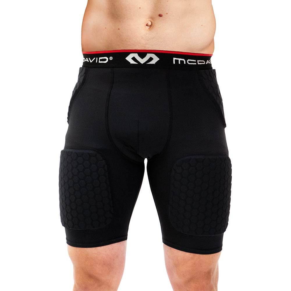 McDavid Men's Compression Shorts w/HEX Pads Dual-Density Tights w/Hip, Tailbone, Thigh Padding for w/Cup Pocket, Football