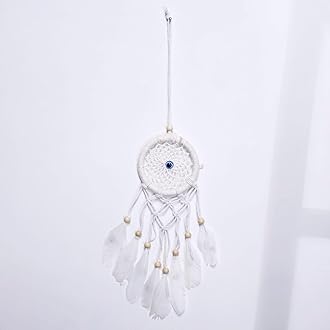 THE URBAN ARTISTIC Dream Catchers for Cars |Car Hanging Decorative Showpiece| Rear View Mirror Hanging Decoration Accessories Gift for Friends| Size -8x1x25cm (White Color)