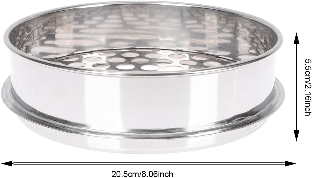 Round Hole Sieve,8.06x8.06x2.16inch Sieve Strainer Stainless Steel Blueberry for for Home Kitchen Fruit Vegetable Cakes Garden Planting