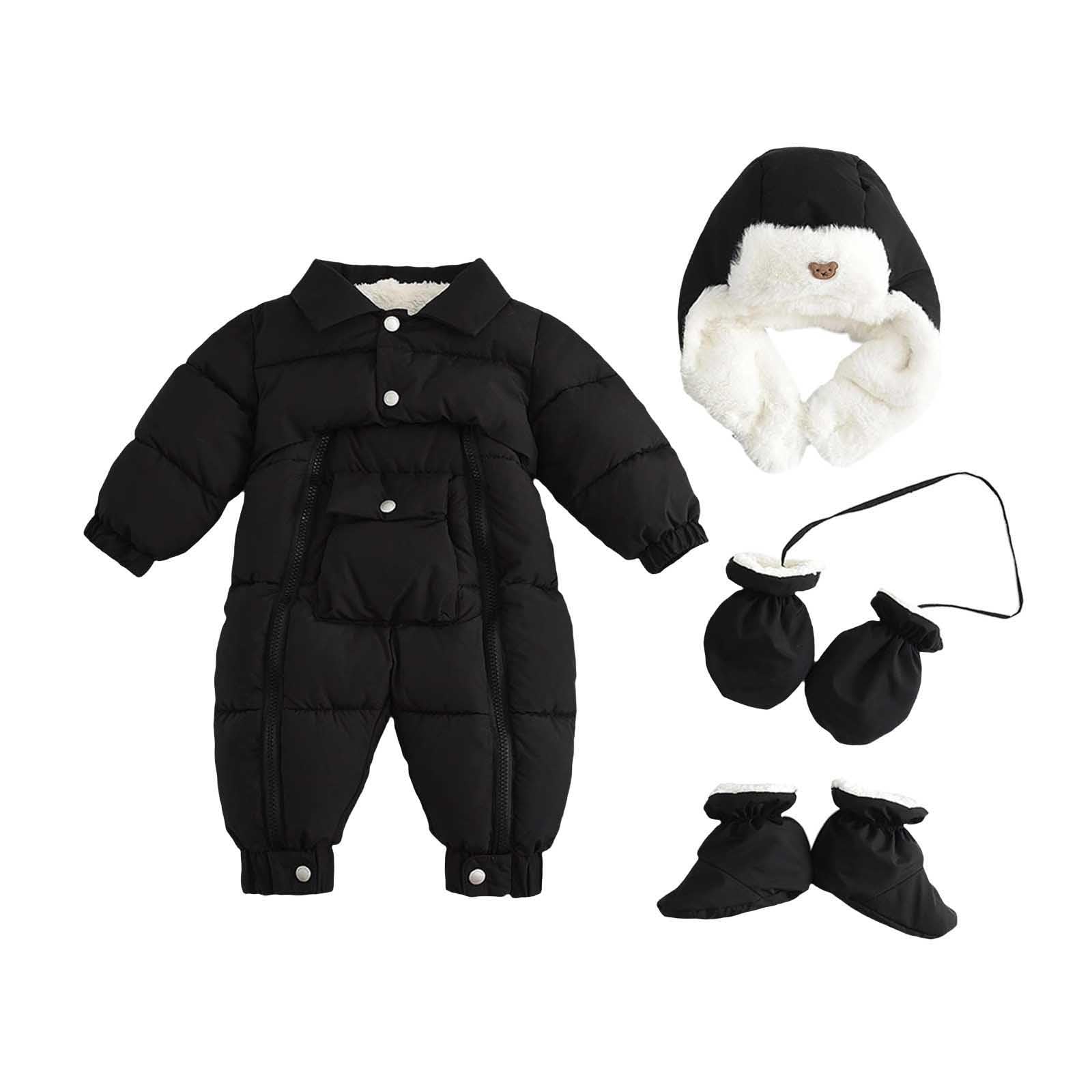 Combinaison Polaire Bebe Une Pièce avec Capuche, Combinaisons de Neige Fille Manteau d'hiver Polaire Grenouillère Bébé Enfant Hiver Chaude Vêtements de Ski Salopettes Vetements d'Extérieur 3-24 mois