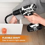 Bielmeier 20V MAX Cordless Electric Drill Set with LED Light - Electric Drill, Variable Speed, 64+1 Position, 3/8" Keyless Chuck, Flex Shaft, 28pcs Drill Bits, Battery & Charger Included