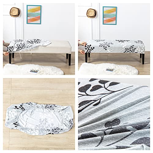 Crfatop Dining Bench Cover Printed Bench Seat Cushion Slipcovers Stretch Upholstered Bench Slipcover Removable Washable Dining Chair Slipcovers For Bedroom Living Room,17 #TOP4