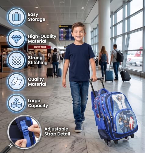 Image of ADSON 3D Embossed School Trolley Bag Large School Bag for Boy Girl, Kids School Bag, Travel Backpack for Girl Boy, Ideal for Children Trolley 16 Inch Water Resistant