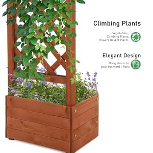 VINGLI Wooden Garden Arbor with Planter, Wedding Arch for Ceremony, Wood Garden Arbour Trellis for Plant Climbing, Pergola for Garden Backyard, Lawn, Outdoor VINGLI Wooden Garden Arbor with Planter Wedding Arch for Ceremony Wood Garden Arbour Trellis for Plant Climbing Pergola for Garden Backyard Lawn Outdoor