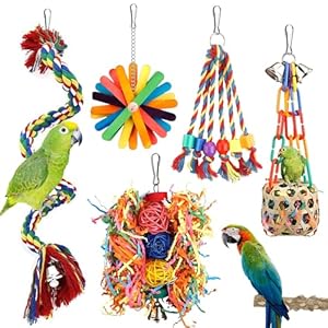 NLONLL 5 Pcs Bird Toys for Caged Birds Budgie Toys Parrot Chewing Toys Cockatiel Toys Bird Shredding Toy Hanging Foraging Shredder Toy for Small Parakeets Conures Love Birds Finches