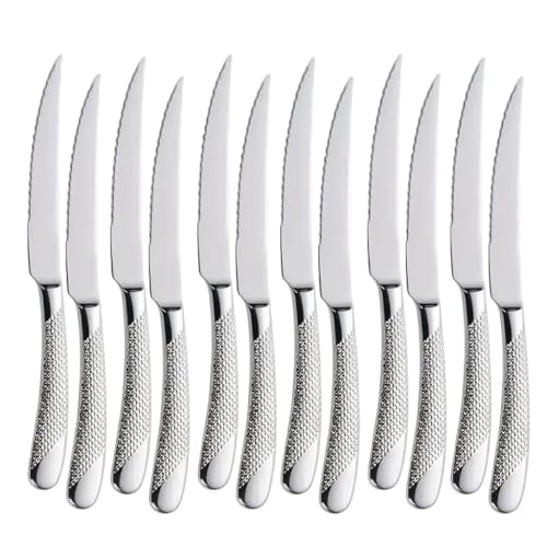 Image of Butter Knives, Stainless Steel Table Knife, Butter Knives Cutlery Set, Mirror Finish & Dishwasher Safe Utensils Set for Home, Office, Party, Camping (12 Pcs Dinner Knife, Silver)