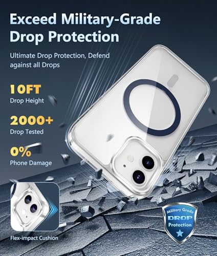 Image of FNTCASE for iPhone 12 Case Clear: iPhone 12 Pro Case Magnetic Phone Cases Compatible with Magsafe Slim Anti Yellowing Rugged Protective Transparent Cell Phone Cover (D-Sapphire Blue)