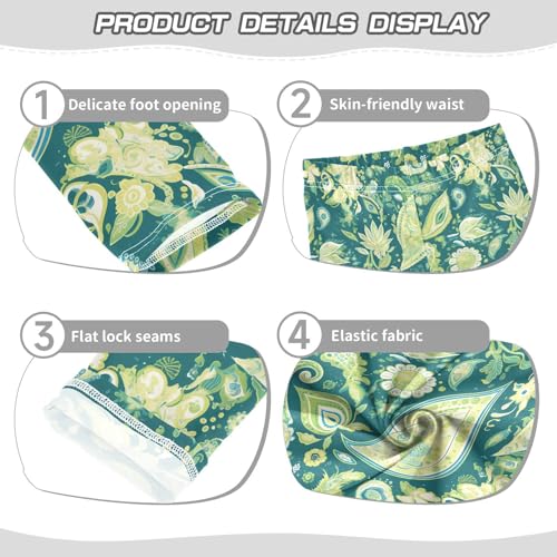 Traditional Oriental Paisley Pattern Vintage Watercolor Kids Baby Girls Cotton Leggings Comfortable Full Length3