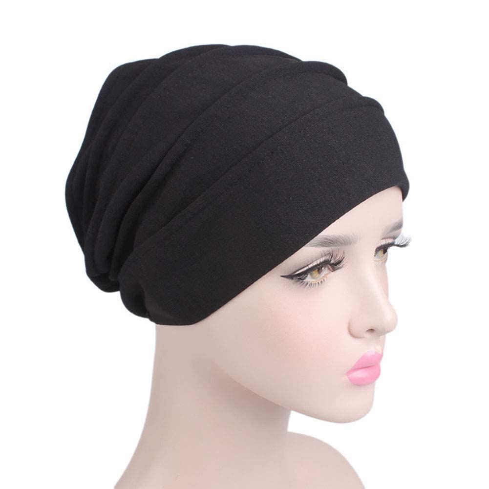 Elegante Cotton cap Donna, Chemioterapia Cappello da Donna Pieghe Turbante Bandana di Chemio Dormire Berretto Beanie
