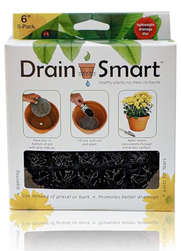 Drain Smart 6” 5-Pack Drainage Discs - Perfect for Indoor/Outdoor Potted Plants | Container Gardening | Planter Liners Minimize Root Rot | Made in The USA