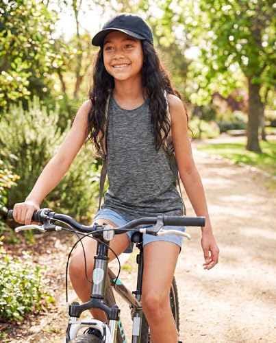 Image of Real Essentials 4 Pack: Girls' Dry-Fit Active Tank Top - Gym Running Workout Athletic Shirt for Kids Teens Youth