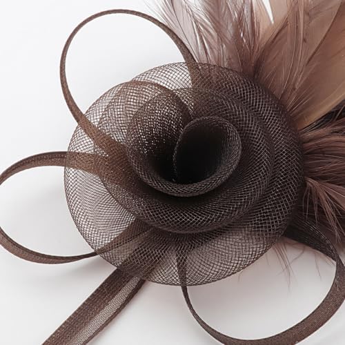 Image of DRESHOW Fascinators Hats for Women Tea Party Fascinator Hats Vintage 50s Headwear Cocktail Wedding Church Derby Hat