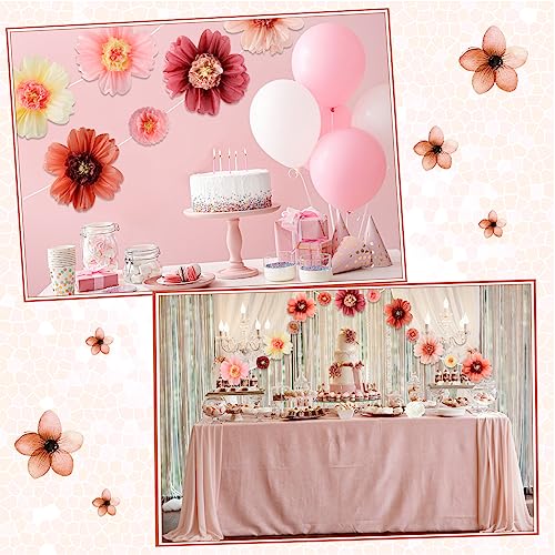 Image of Crowye 36 Pcs Large Colorful Tissue Paper Flowers Decorations Giant Fiesta Craft Crepe Paper Flowers for Wall Decor Backdrop Mexican Wedding Birthday Carnival School Party (10'' 20'',Vintage Color)
