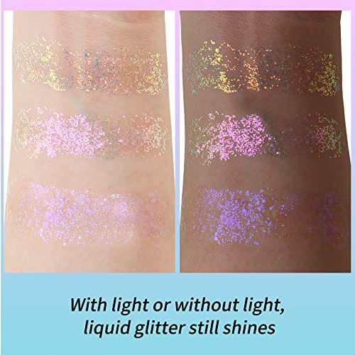 Boobeen Glitter Cream Eyeshadow Gel, Liquid Highlighter Makeup For Face&Body, Quick Drying & Pigmented Eye Shadow Illuminator With Long Lasting Shimmer #TOP3