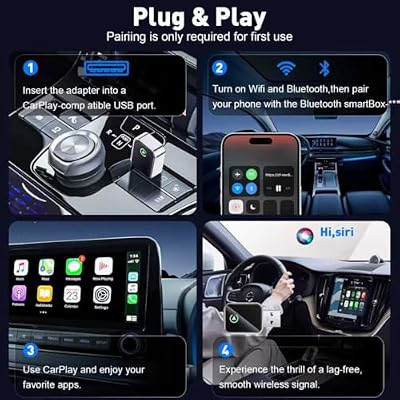 UANTIN Wireless CarPlay Adapter for Apple iPhone iOS 10& Cars from 2015+, Mini Edition, Converts Factory Wired to Wireless CarPlay Dongle Plug & Play, USB A/C
