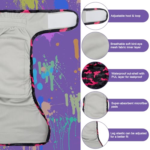 Image of Female Dog Diapers Reusable No Tail Hole Period Panties Washable 3 Pack Diapers Female for Docked-Tail Frenchie French Bulldog Boston Terrier Without Tail U-WWD02S